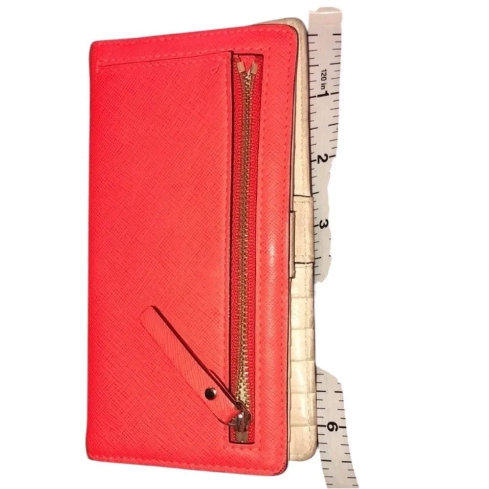 Kate Spade orange wristlet mobile case wallet genuine leather lots of slots
